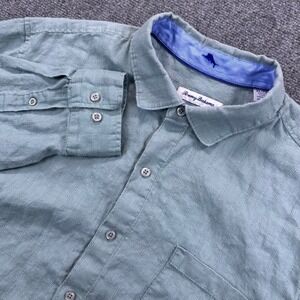 Tommy Bahama 100% Linen IslandZone Long Sleeve Costa Sera Shirt‎ Men's XL Green